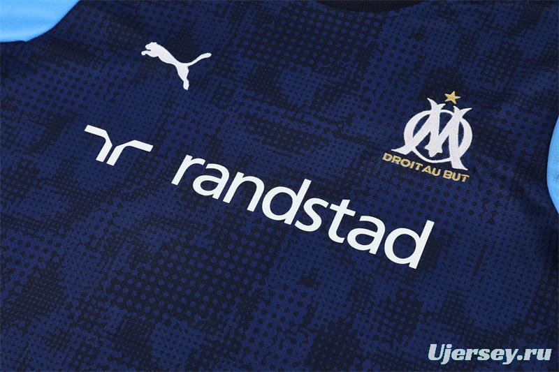 25/26 Olympique de Marseille Royal Blue Camouflage with XS Short Sleeve+Soccer Shorts