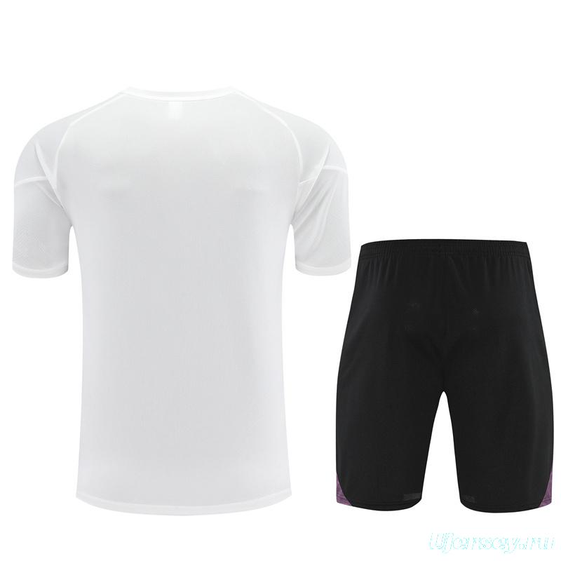 25/26 Manchester United White Purple Short Sleeve+Soccer Shorts
