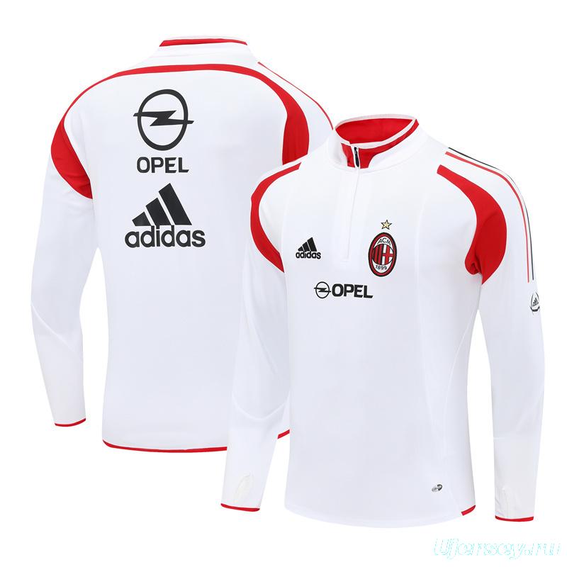 Retro 04/05 AC Milan White Half Zipper Jacket+Long Pants