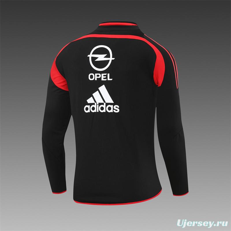 Retro 04/05 AC Milan Black Half Zipper Jacket+Long Pants