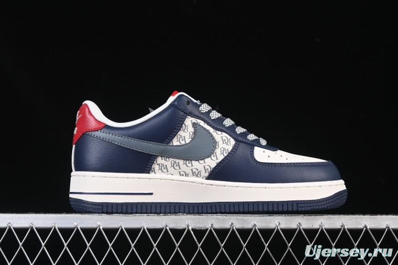 Nike Air Force 1 '07 Low Dior Collaboration White Blue Gray Hook Casual Sneakers - XD2588-603