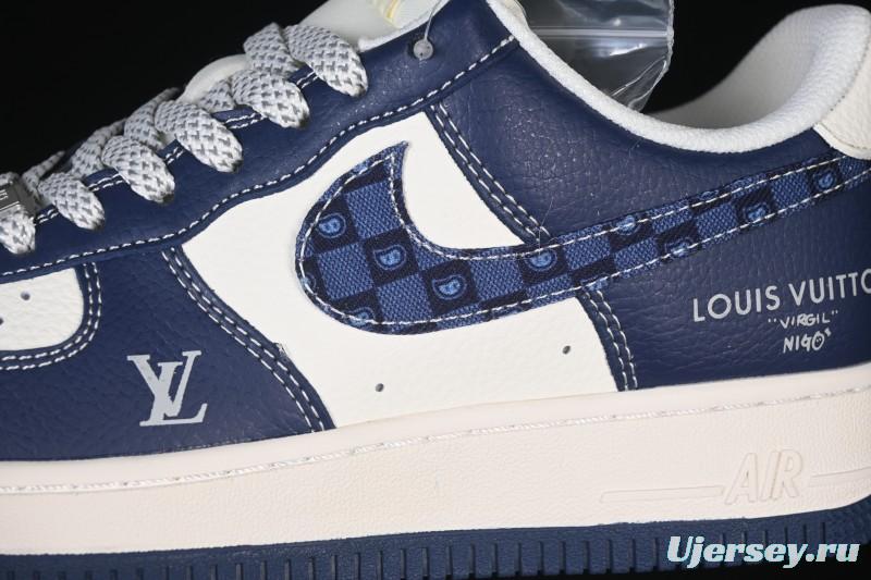 Nike Air Force 1 '07 Low LV Collaboration Navy Blue Cashew Flower Casual Sneakers - JP8028-009