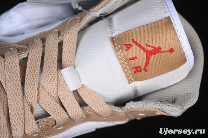 Nike Air Jordan 1 Mid AJ1 White Wheat Mid-Top Casual Sneakers - DQ8426-200