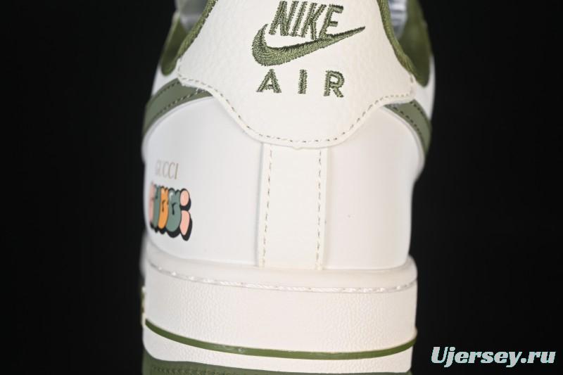 Nike Air Force 1'07 Low Gucci Collaboration Military Green Multi-Color Low-Top Casual Sneakers - XX3168-211