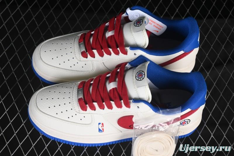 Nike Air Force 1 '07 Low NBA Collaboration Clippers Blue Red Casual Sneakers - QW5606-274