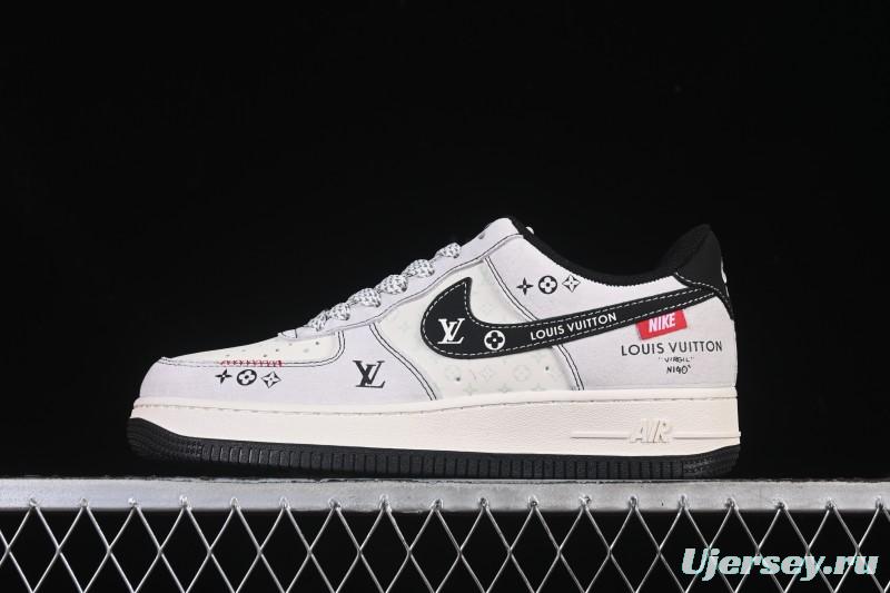 Nike Air Force 1 '07 Low LV Collaboration Black Swoosh Woven Label Casual Sneakers - CX5050-Y23