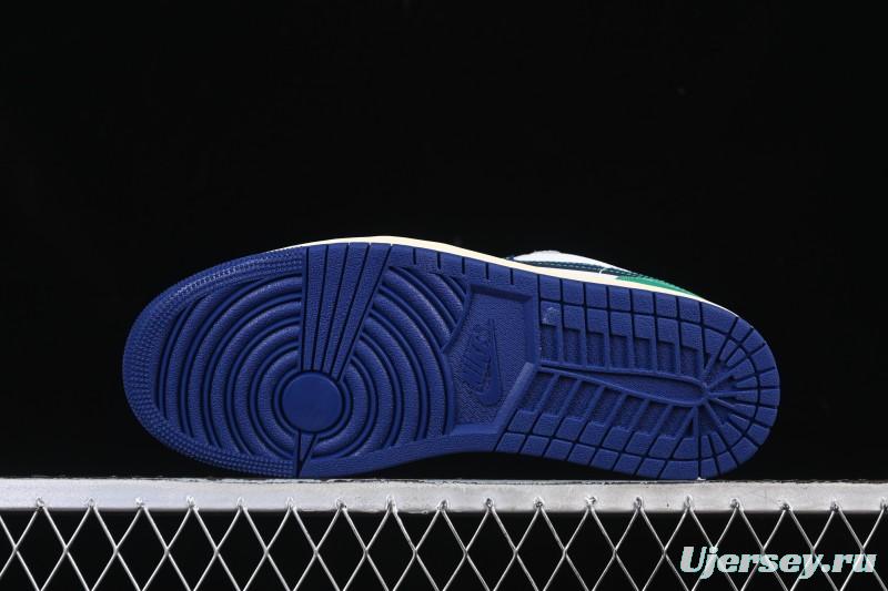 Nike Air Jordan 1 Low AJ1 Blue Green Colorway Low-Top Casual Skate Shoes - 553558-147
