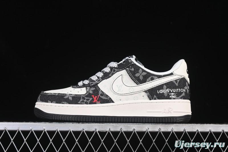 Nike Air Force 1 '07 Low LV Collaboration Denim Beige Black Stitching Casual Sneakers - MZ9588-815