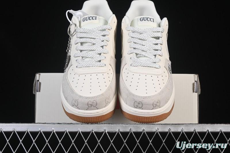 Nike Air Force 1 '07 Low Gucci Collaboration Smoke Grey Gum Low-Top Casual Sneakers - DK0188-084