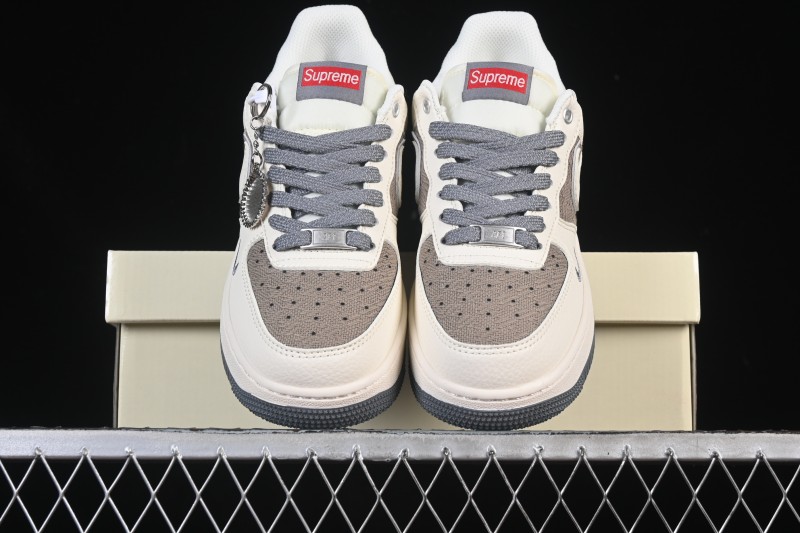 Nike Air Force 1 '07 Low Supreme Collaboration Beige Canvas Casual Sneakers - XX3168-210
