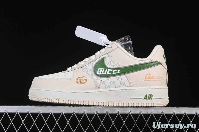 Nike Air Force 1 '07 Low Gucci Collaboration White Brown Green Casual Sneakers - YF9511-804