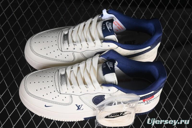 Nike Air Force 1 '07 Low LV Collaboration Print Light Blue Swoosh Casual Sneakers - MZ9588-817