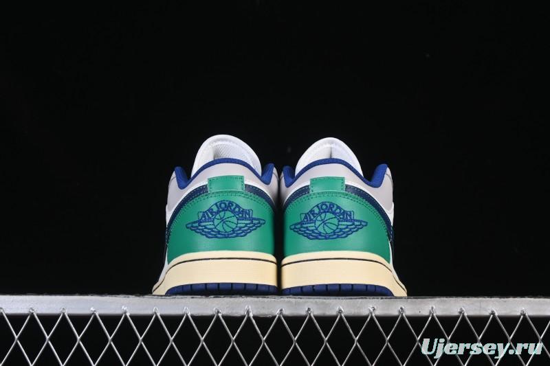 Nike Air Jordan 1 Low AJ1 Blue Green Colorway Low-Top Casual Skate Shoes - 553558-147