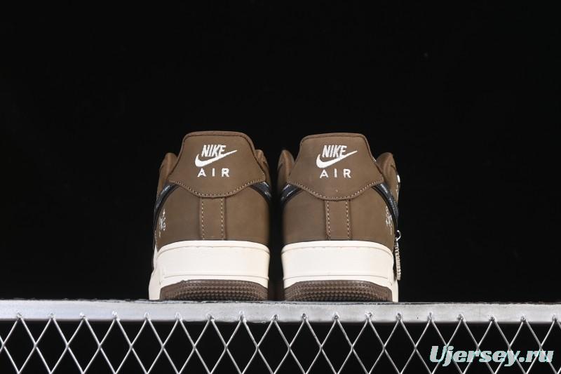 Nike Air Force 1 '07 Low LV Collaboration Military Green Silver Black Casual Sneakers - DK0188-086