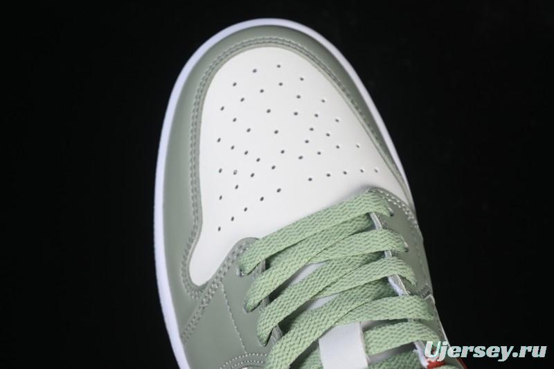 Nike Air Jordan 1 Low AJ1 White Green Red Low-top Casual Skate Shoes - 553558-133