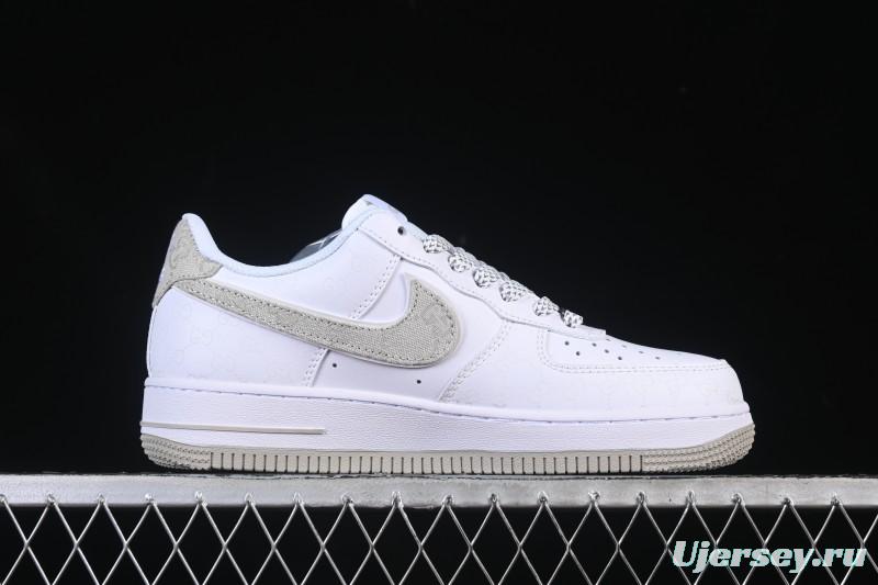 Nike Air Force 1 '07 Low Gucci Collaboration Light Gray Denim Glow-in-the-Dark Low-Top Casual Sneakers - XX3168-197