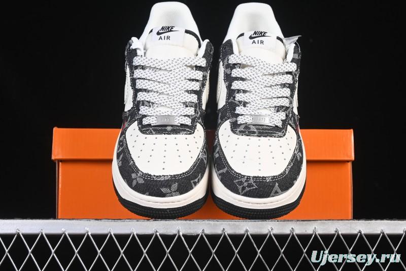 Nike Air Force 1 '07 Low LV Collaboration Denim Beige Black Stitching Casual Sneakers - MZ9588-815