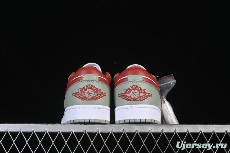 Nike Air Jordan 1 Low AJ1 White Green Red Low-top Casual Skate Shoes - 553558-133