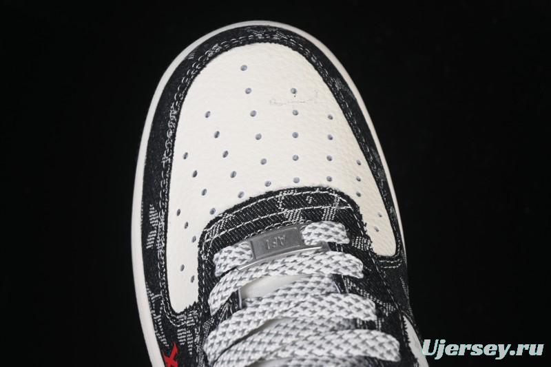 Nike Air Force 1 '07 Low LV Collaboration Denim Beige Black Stitching Casual Sneakers - MZ9588-815