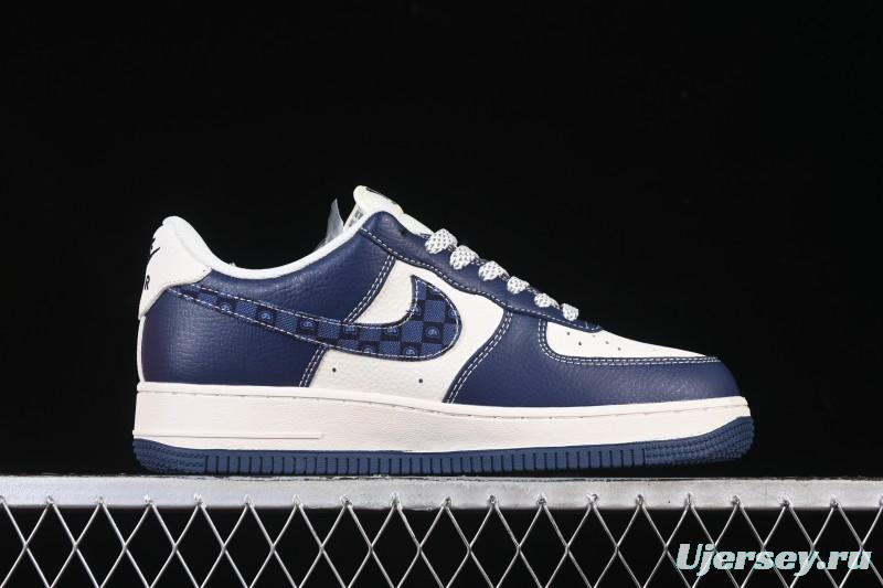 Nike Air Force 1 '07 Low LV Collaboration Navy Blue Cashew Flower Casual Sneakers - JP8028-009