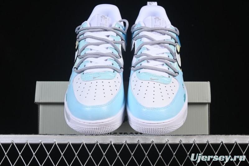 Nike Air Force 1'07 Low Hand-drawn Graffiti Electric Blue Tone Casual Sneakers - FB8917-300