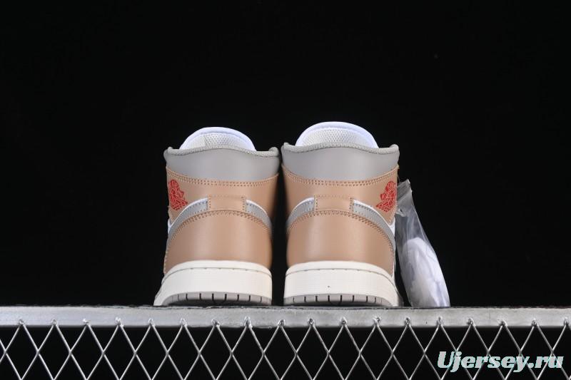 Nike Air Jordan 1 Mid AJ1 White Wheat Mid-Top Casual Sneakers - DQ8426-200