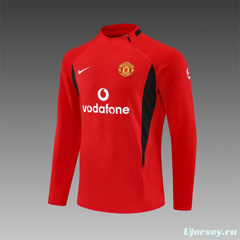 Retro 02/03 Manchester United Red Half Zipper Jacket