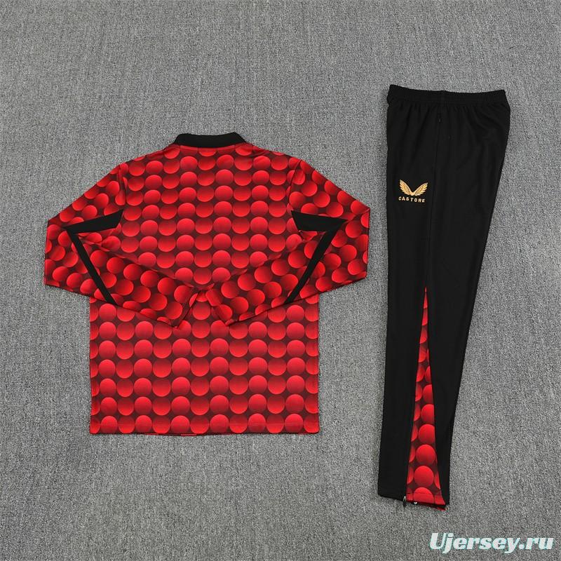 25/26 Feyenoord Red Black Camouflage Half Zipper Jacket+Long Pants