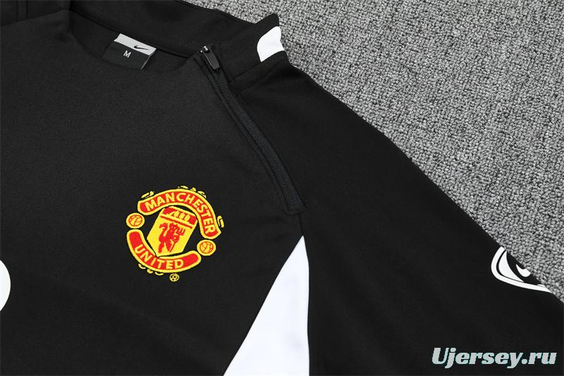 Retro 02/03 Manchester United Black Half Zipper Jacket