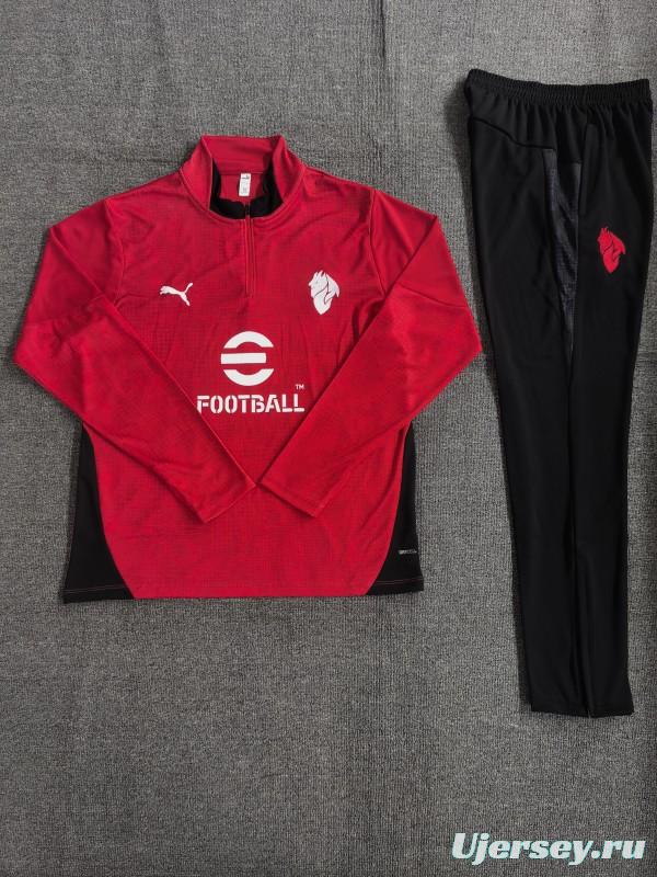 25/26 Kids AC Milan Red Camouflage Half Zipper Jacket+Long Pants