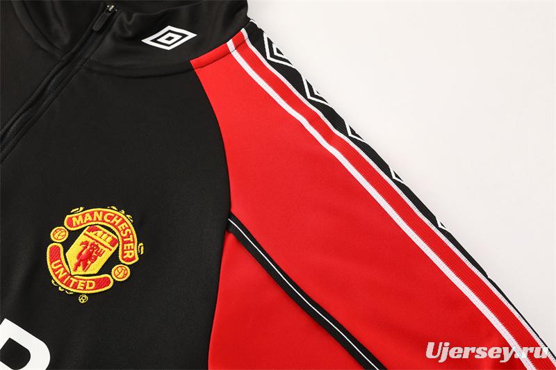 Retro 98/99 Manchester United Black Half Zipper Jacket