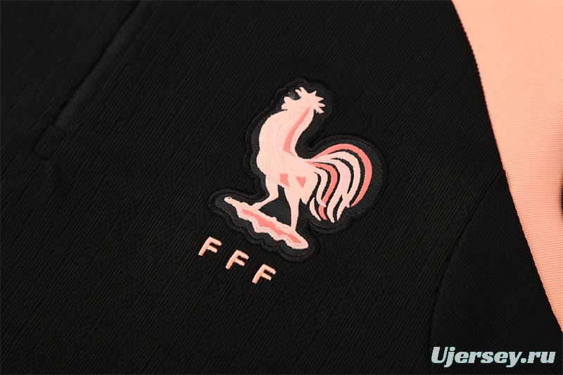 Player Version 25/26 France Black Half Zipper Jacket+Long Pants