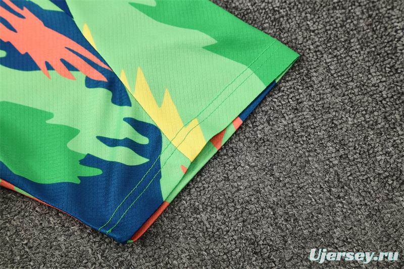 25/26 Brazil Blue Green Camouflage with XS Short Sleeve+Soccer Shorts