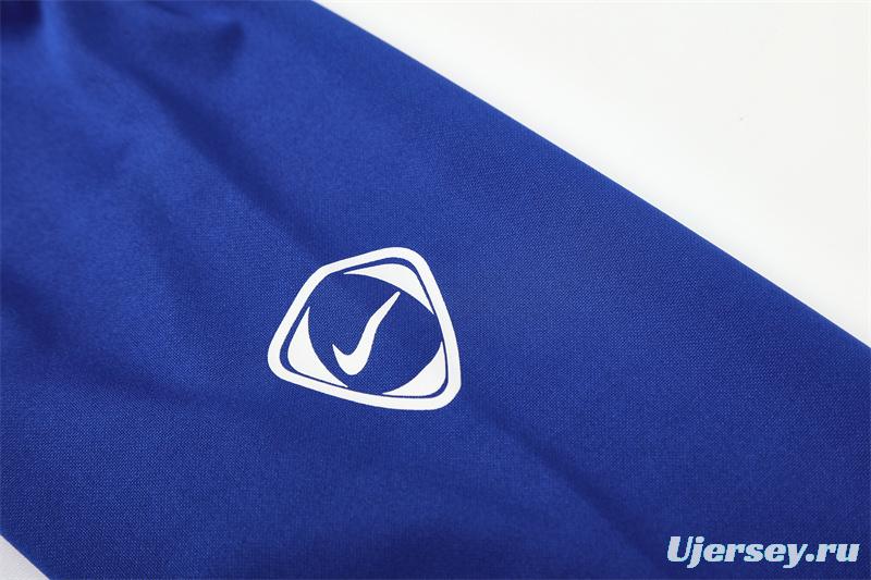 2002 Brazil Color Blue Half Zipper Jacket+Long Pants