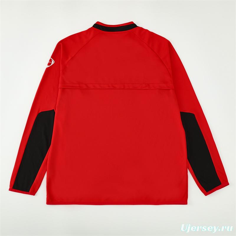Retro 02/03 Manchester United Red Half Zipper Jacket