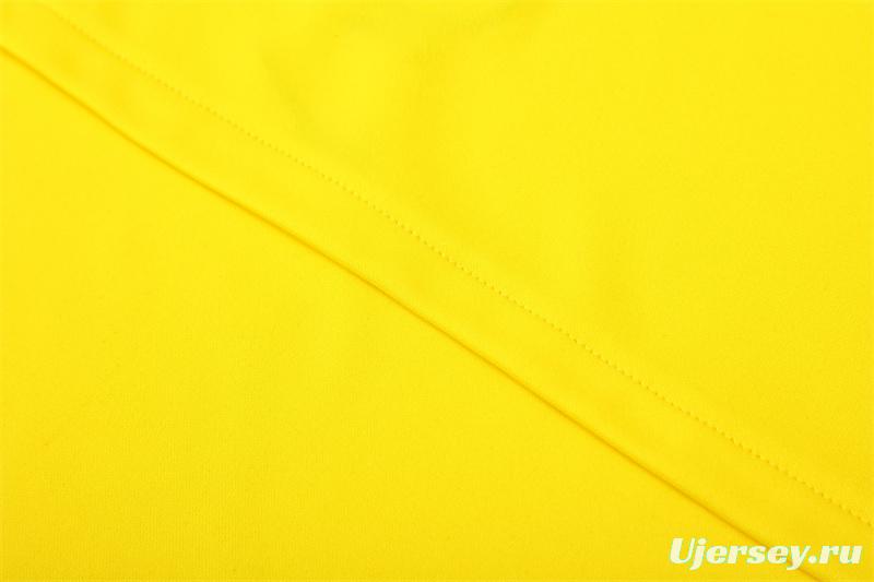 2002 Brazil Yellow Half Zipper Jacket+Long Pants