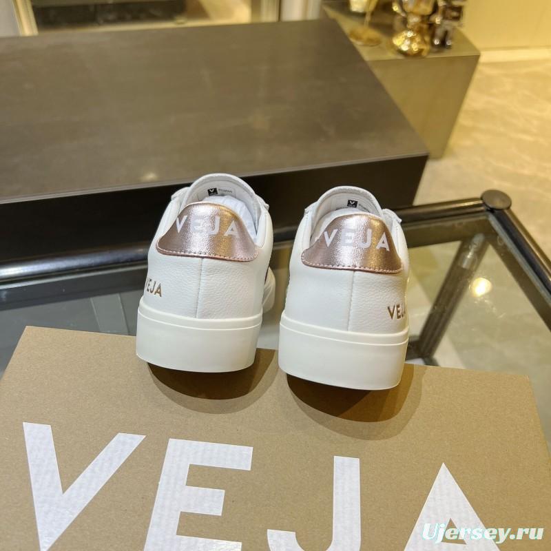 VEJA Classic White Sneakers V Logo Lace-Up Retro Flat Thick Sole Casual Sports Shoes - LY00220/LY00230