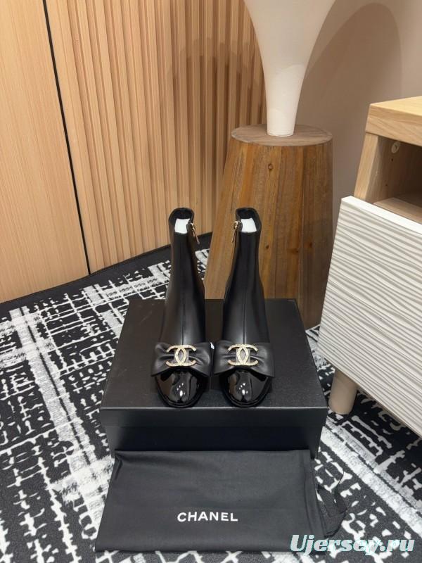 Chanel 2025 SS Bow CC Crystal Buckle Ankle Boots - LY00340/LY00350