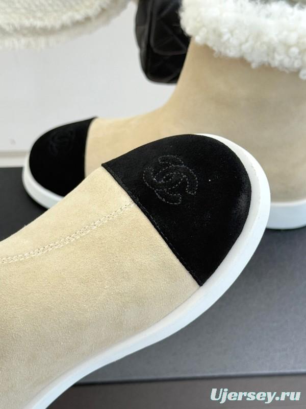 Chanel 2025 SS Double C Color-Block Shearling Snow Boots - KFY00300