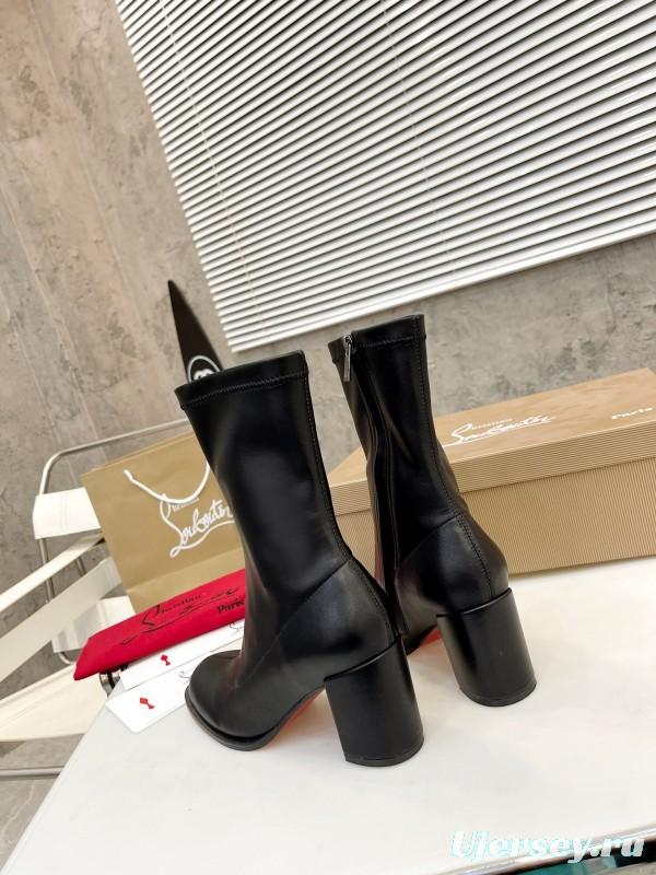 Christian Louboutin 2025/SS Chunky Heel Stretch Ankle Boots - LY00300