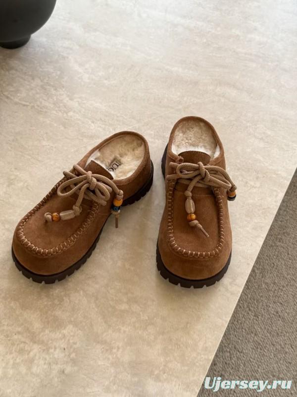 UGG Fall Winter New Potato Wool Slippers Retro Acrylic Buckle Design - KFY00250