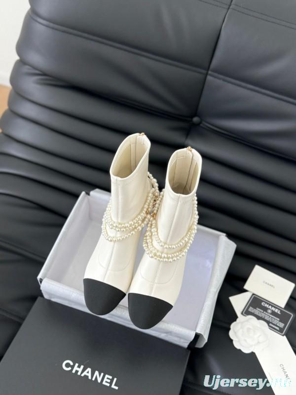 Chanel 2025/SS Haute Couture Pearl Collection Mary Jane Ankle Boots - LY00360
