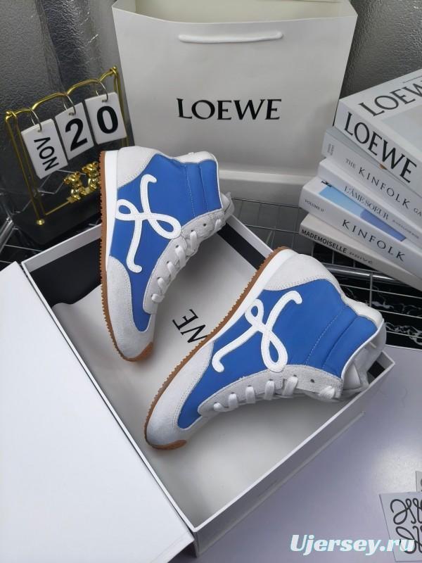 LOEWE High-Top German Training Sneakers Retro Fashion Casual White Shoes - LY00330