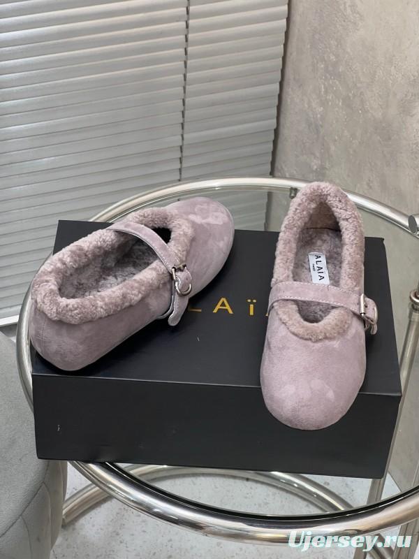 Alaia Fall/Winter 2025 Wool Mary Jane Ballet Flats - KFY00310