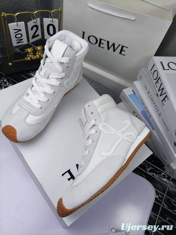 LOEWE High-Top German Training Sneakers Retro Fashion Casual White Shoes - LY00330