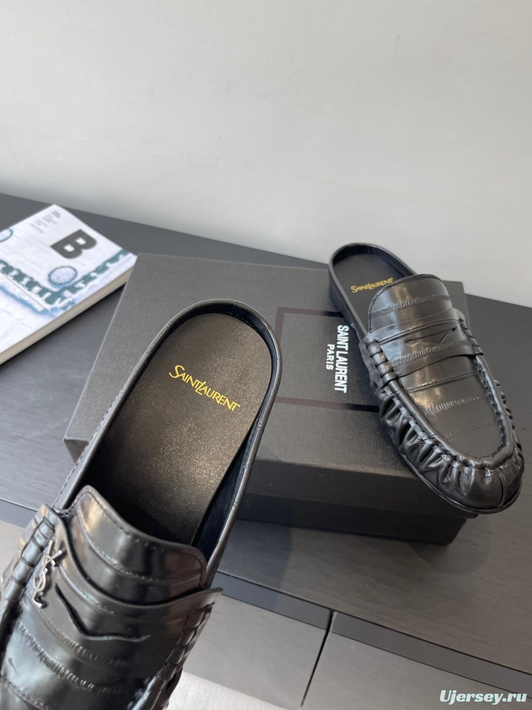 Saint Laurent Classic Loafer Half-Drag Mule Shoes - KF Y00350