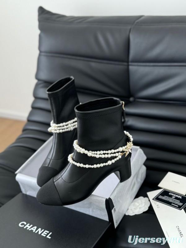Chanel Pearl Collection Mary Jane Short Boots - LY00360