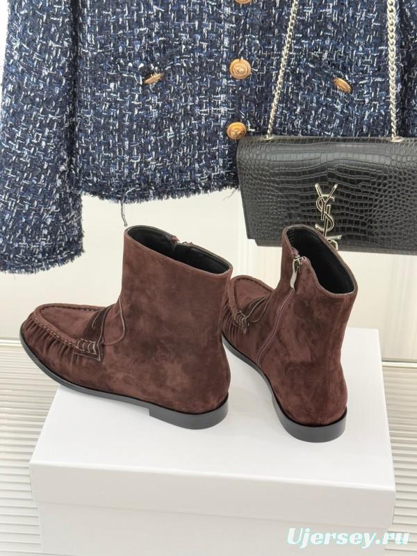 Saint Laurent YSL Letter Loaf Short Boots with Pleated Edges - KFY00430