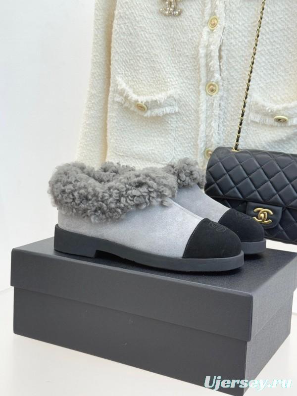 Chanel 2025/SS Double C Color-Block Shearling Snow Boots - KFY00270