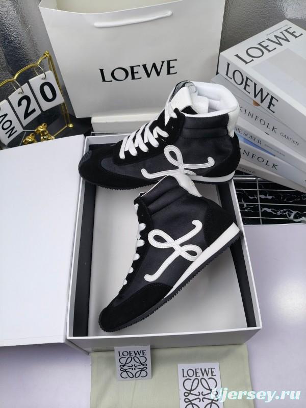LOEWE High-Top German Training Sneakers Retro Fashion Casual White Shoes - LY00330
